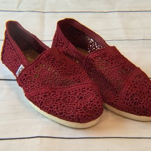 Toms Red Crochet Flats